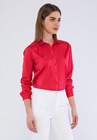 Basics&More Kadın Düz Renk Gömlek BSM005