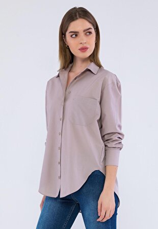 Basics&More Kadın Düz Renk Gömlek BSM006