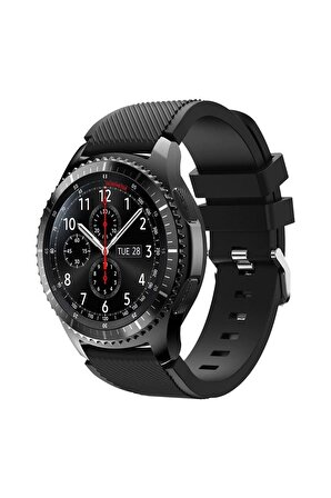 Samsung Watch 22mm Uyumlu Krd2 Frontier Siyah Silikon Kordon