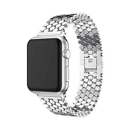 E2M Apple Watch Uyumlu 42-44mm KRD-16 Metal Gümüş Kordon 