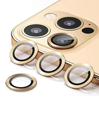Binano Metal Ring Iphone12 Pro Lens Koruyucu Gold