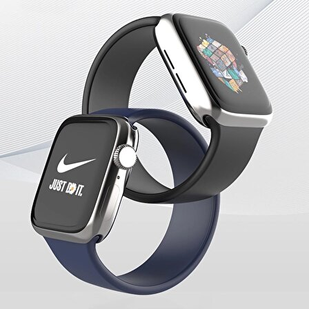 E2M Apple Watch Uyumlu 42-44mm KRD-18 Silikon L Siyah 