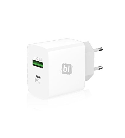 Bipower BI-204 USB 20 Watt Hızlı Şarj Aleti Beyaz