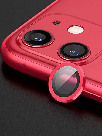 Binano Metal Ring Iphone 13/13 Mini Kırmızı Kamera