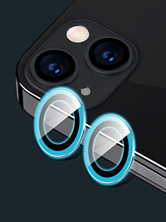 Binano Iphone 13/13 Mini Fosforlu Mavi Kamera Koruyucu