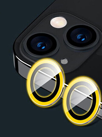Binano Iphone 13/13 Mini Fosforlu Sarı Kamera Koruyucu