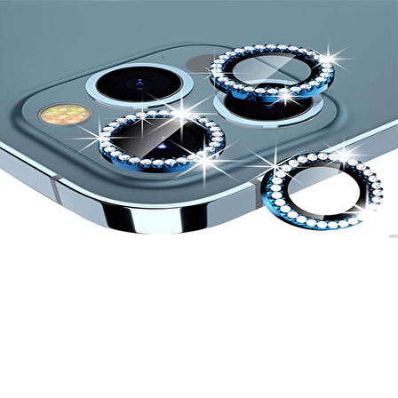Binano Iphone 13 Pro/13 Pro Max Taşlı Mavi Kamera 