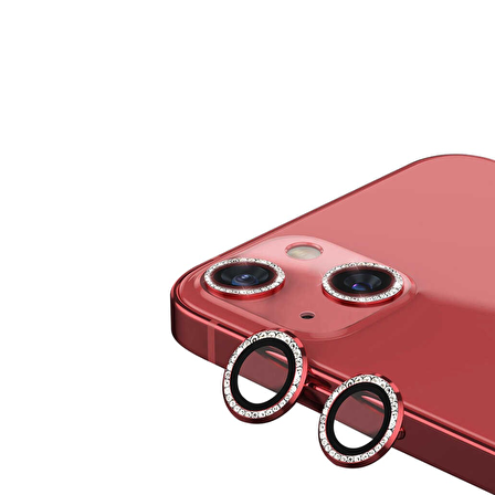 Binano Iphone 11/12/12 Mini Taşlı Kırmızı Kamera K