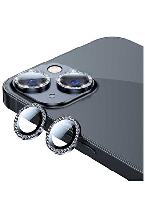 Binano Iphone 11/12/12 Mini Taşlı Siyah Kamera Kor