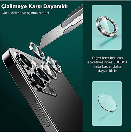 Binano Iphone 11/12/12 Mini Taşlı Mavi Kamera Koru