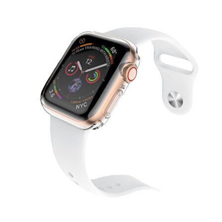 E2M Apple Watch Uyumlu 45MM SİLİKON KASA VE EKRAN KORUYUCU ŞEFFAF 