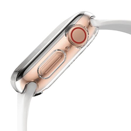 E2M Apple Watch Uyumlu 45MM SİLİKON KASA VE EKRAN KORUYUCU ŞEFFAF 