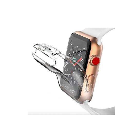 E2M Apple Watch Uyumlu 45MM SİLİKON KASA VE EKRAN KORUYUCU ŞEFFAF 