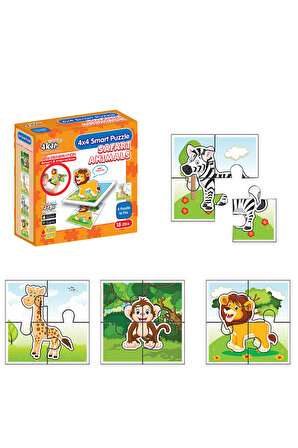 Smart 4×4 Puzzle Safari Hayvanları Jagu