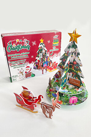 3d Puzzle Maket Yılbaşı Ağacı Ve Noel Baba.