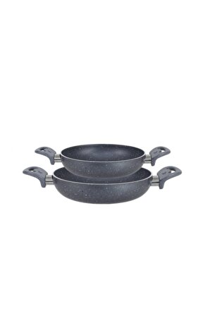 Granit 18/20 Cm Yumurta Tavası Set Yanmaz Yapışmaz Çizilmez Çift Kulp Omlet