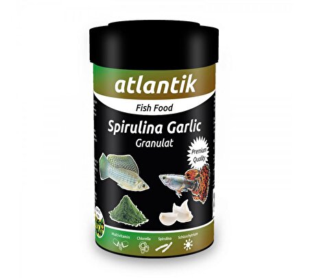 Atlantik Guppy Fısh Spirulina Garlic Granulat 250 Ml