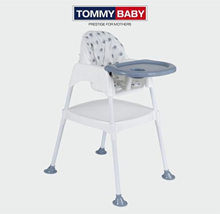 Tommybaby Katlanır Pedli Portatif Mama Sandalyesi Gri 