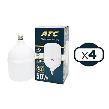 ATC Led Bulb Ampul 50 W Beyaz Işık x 4 Adet
