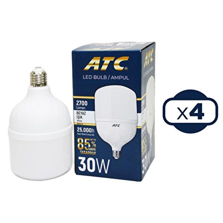 ATC Led Bulb Ampul 30 W Beyaz Işık x 4 Adet