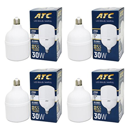 ATC Led Bulb Ampul 30 W Beyaz Işık x 4 Adet