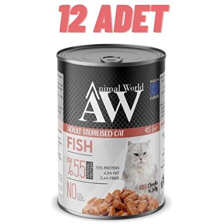 Animal World Sterilised Cat Fish Jelly Kedi Konservesi 12x415 Gr
