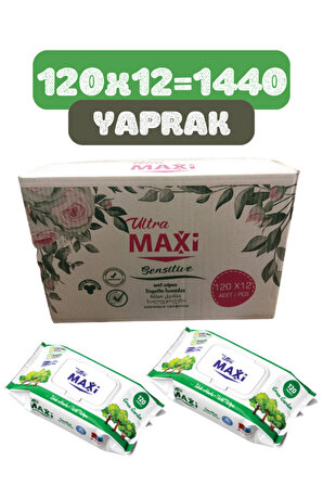 Ultra Maxi Sensitive Islak Havlu 120x12=1440 Yaprak Hassas Bakım Green Garden Orman Ferahlığı Islak Havlu - Islak Mendil