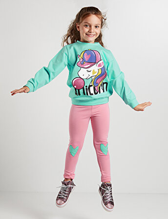 Bubble Unicorn Kız Sweat-Shirt+Tayt