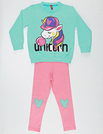 Bubble Unicorn Kız Sweat-Shirt+Tayt