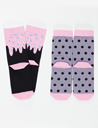 Panda&Crema Kız Soket Çorap 2'li