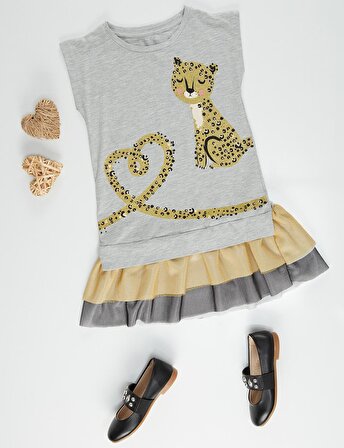 Mini Leopar Kız Elbise