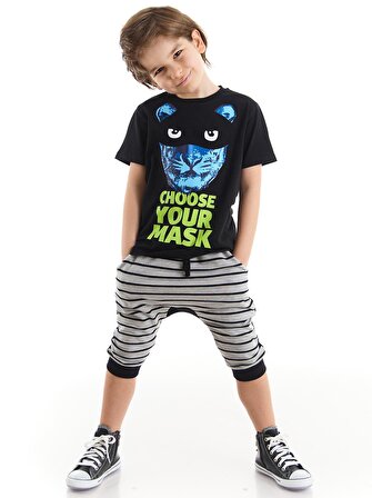Maskeli Kaplan Erkek Çocuk T-Shirt Kapri Takım