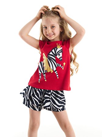 Balerin Zebra Kız T-Shirt Şort Takım