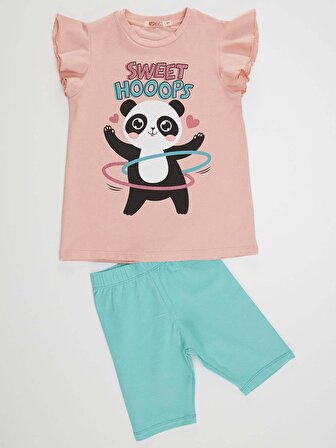 Hulahop Panda Kız Tunik Tayt Takım