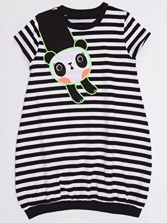Çizgili Panda Elbise