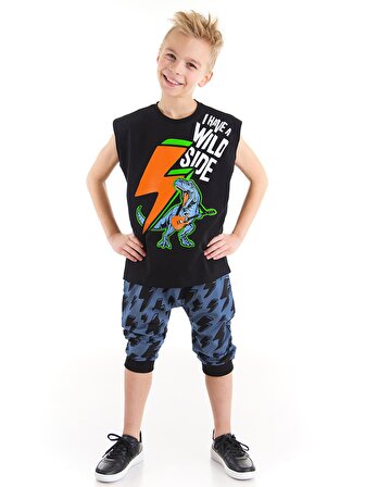 Şimşek Dino Erkek Çocuk T-shirt Kapri Takım