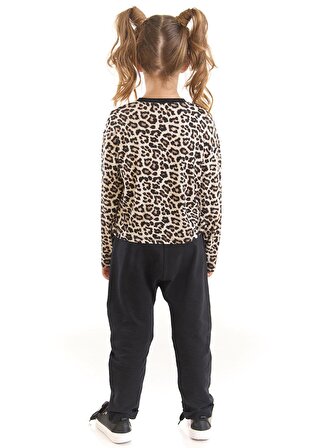 Wow Leopar Kız Çocuk T-shirt Pantolon Takım