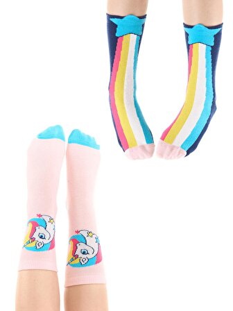 Rainbow Star Kız Çocuk 2’li Soket Çorap Takım