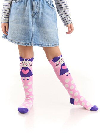 Yaramaz Kedi Kız Çocuk Dizaltı Çorap