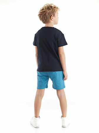 Gezegenler Erkek Çocuk Lacivert T-shirt Mavi Şort Yazlık Takım