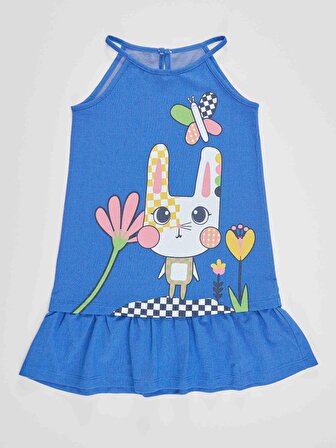 Damalı Tavşan Kız Çocuk Elbise