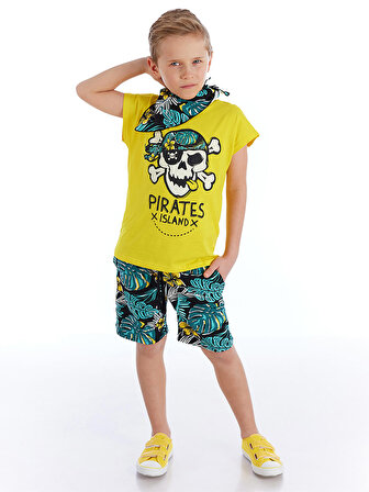 Hawai Korsan Erkek Çocuk T-shirt Şort Bandana Takım