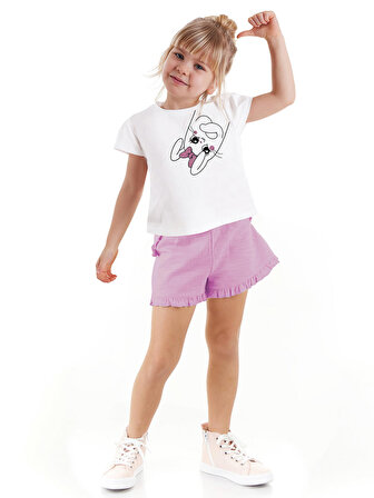 Kurdelalı Tavşan Kız Çocuk T-shirt Şort Takım