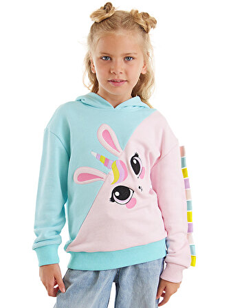 Unicorn Tavşan Pembe Mavi Kız Çocuk Sweatshirt
