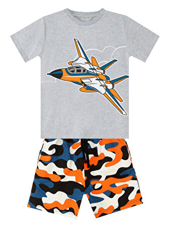 Uçak Erkek Çocuk T-shirt Kamuflaj Şort Takım