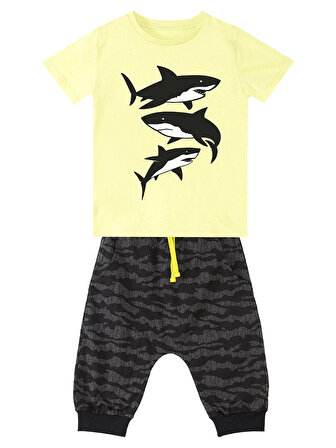 Sharks Erkek Çocuk T-shirt Kapri Şort Takım