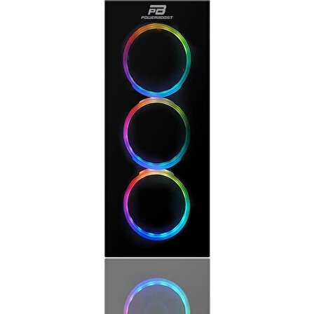 POWER BOOST VK-G3902S USB3.0 SİYAH TEMPERED GLASS HALO RAİNBOW RGB (PSU YOK) JBST-VKG3902S
