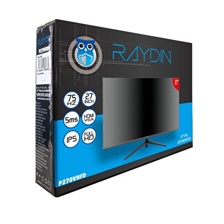 RAYDIN P270VHFD 27&quot; 5ms, 75Hz, Full HD, D-Sub, HDMI, Frameless, IPS LED Monitör