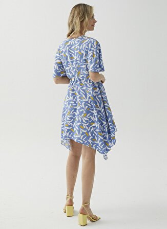 Selen V Yaka Emprime Standart Mavi Kadın Elbise 22YSL7146