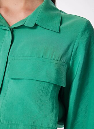 Selen Gömlek Yaka Düz Yeşil Kadın Bluz 24YSL8762